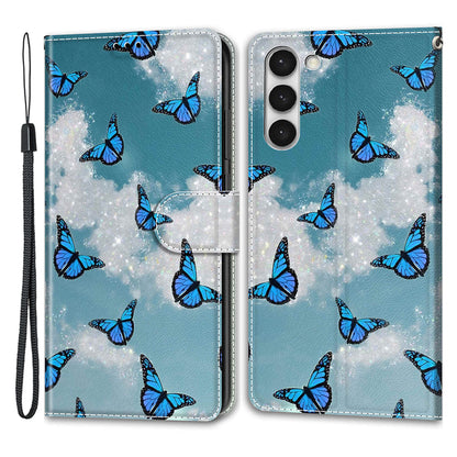 For Samsung Galaxy S23+ PU Leather Phone Case Card Slots Printed Pattern Stand Cover with Strap