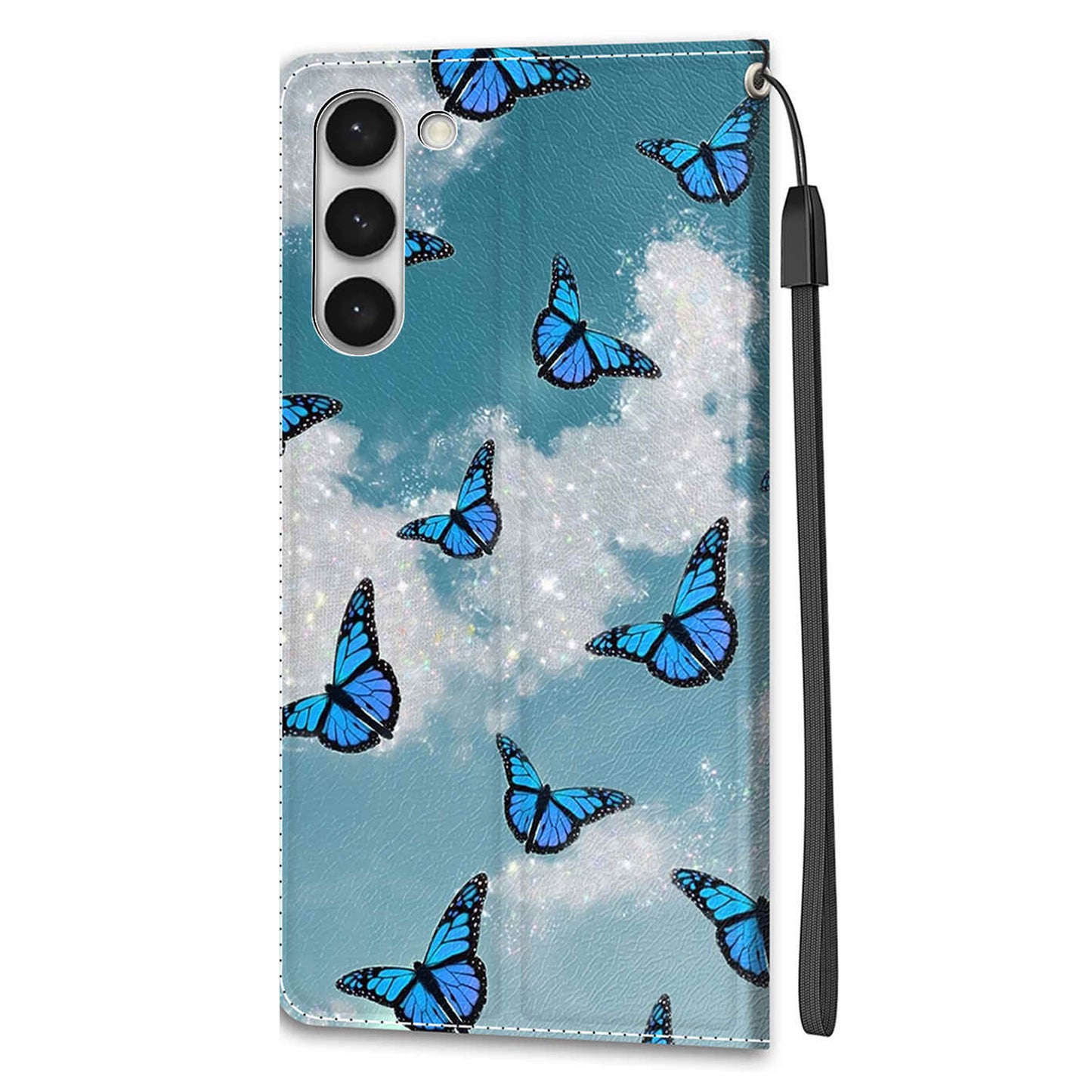 For Samsung Galaxy S23+ PU Leather Phone Case Card Slots Printed Pattern Stand Cover with Strap