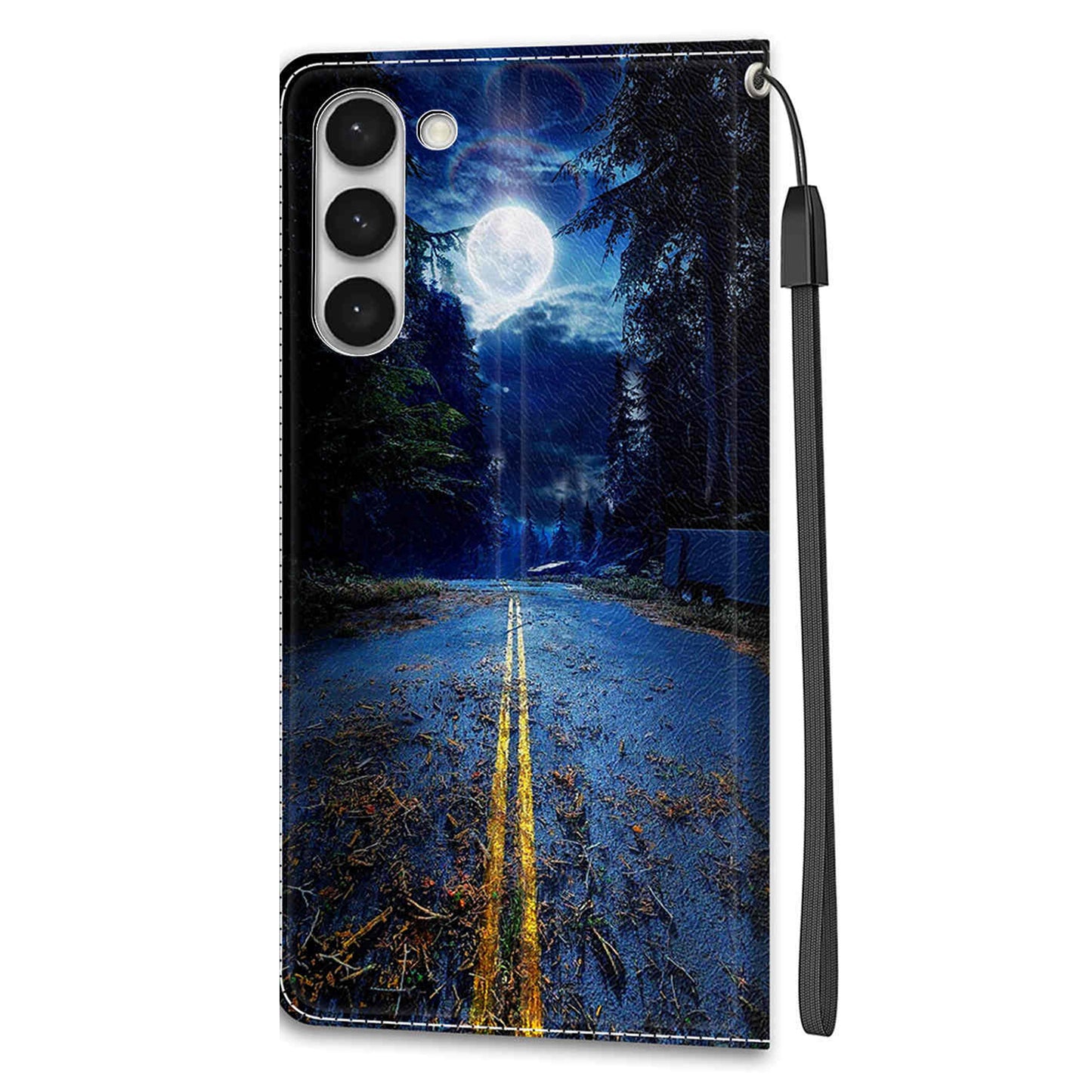 For Samsung Galaxy S23+ PU Leather Phone Case Card Slots Printed Pattern Stand Cover with Strap