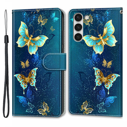 For Samsung Galaxy S23+ PU Leather Phone Case Card Slots Printed Pattern Stand Cover with Strap