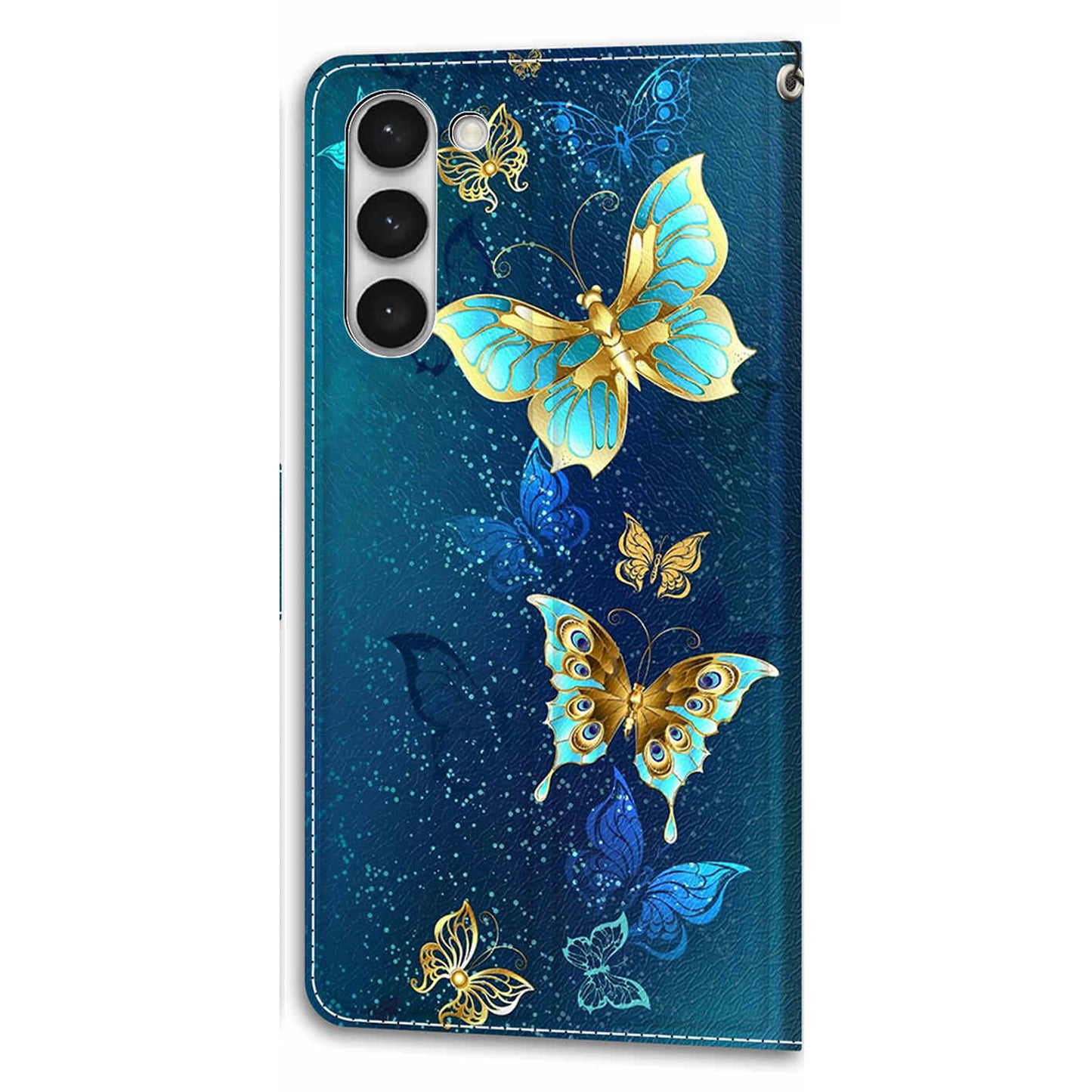 For Samsung Galaxy S23+ PU Leather Phone Case Card Slots Printed Pattern Stand Cover with Strap