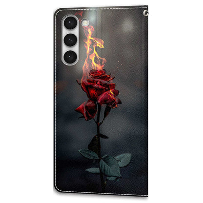 For Samsung Galaxy S23+ PU Leather Phone Case Card Slots Printed Pattern Stand Cover with Strap