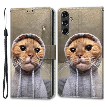 For Samsung Galaxy A14 4G / 5G PU Leather Cover Pattern Printed Card Slots Stand Flip Phone Case with Strap