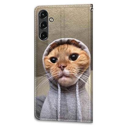 For Samsung Galaxy A14 4G / 5G PU Leather Cover Pattern Printed Card Slots Stand Flip Phone Case with Strap