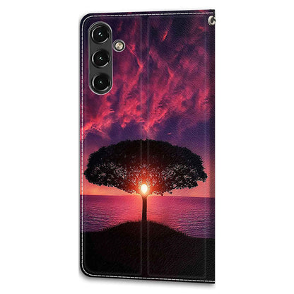 For Samsung Galaxy A14 4G / 5G PU Leather Cover Pattern Printed Card Slots Stand Flip Phone Case with Strap