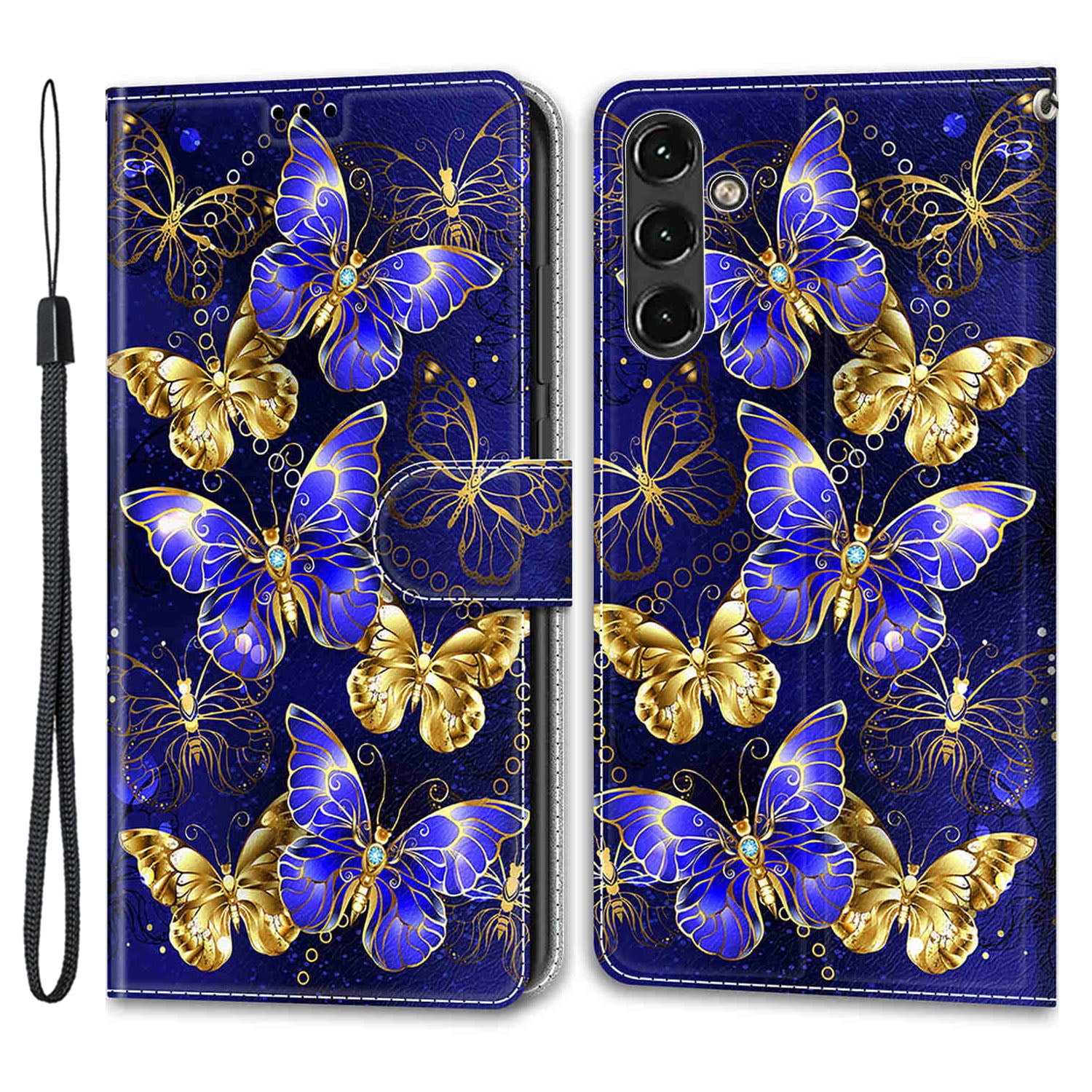 For Samsung Galaxy A14 4G / 5G PU Leather Cover Pattern Printed Card Slots Stand Flip Phone Case with Strap