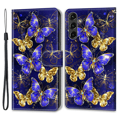 For Samsung Galaxy A14 4G / 5G PU Leather Cover Pattern Printed Card Slots Stand Flip Phone Case with Strap