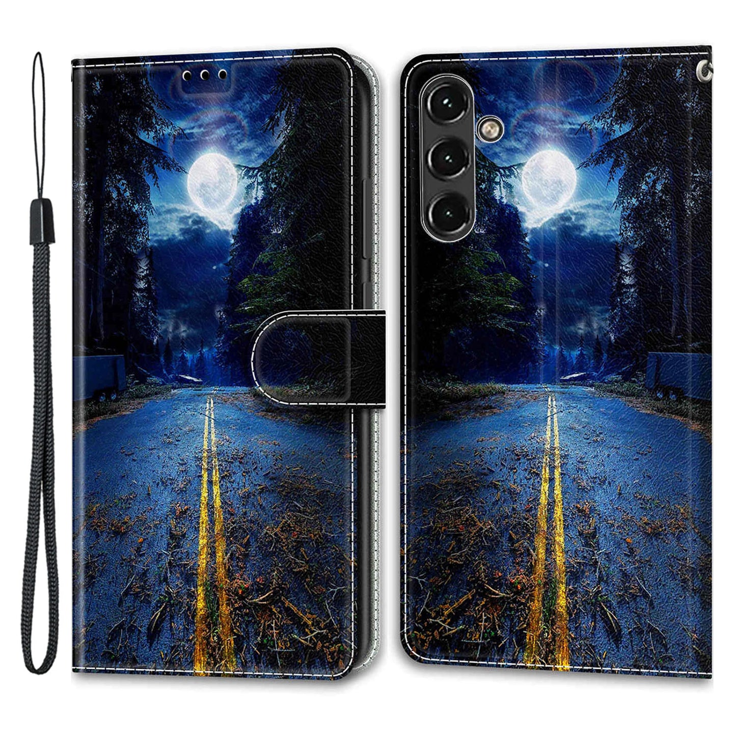For Samsung Galaxy A14 4G / 5G PU Leather Cover Pattern Printed Card Slots Stand Flip Phone Case with Strap