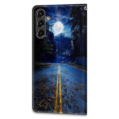 For Samsung Galaxy A14 4G / 5G PU Leather Cover Pattern Printed Card Slots Stand Flip Phone Case with Strap