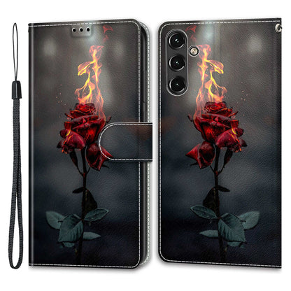 For Samsung Galaxy A14 4G / 5G PU Leather Cover Pattern Printed Card Slots Stand Flip Phone Case with Strap