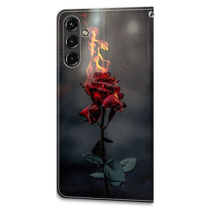 For Samsung Galaxy A14 4G / 5G PU Leather Cover Pattern Printed Card Slots Stand Flip Phone Case with Strap