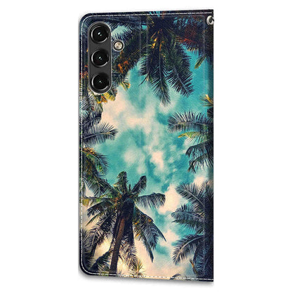 For Samsung Galaxy A14 4G / 5G PU Leather Cover Pattern Printed Card Slots Stand Flip Phone Case with Strap
