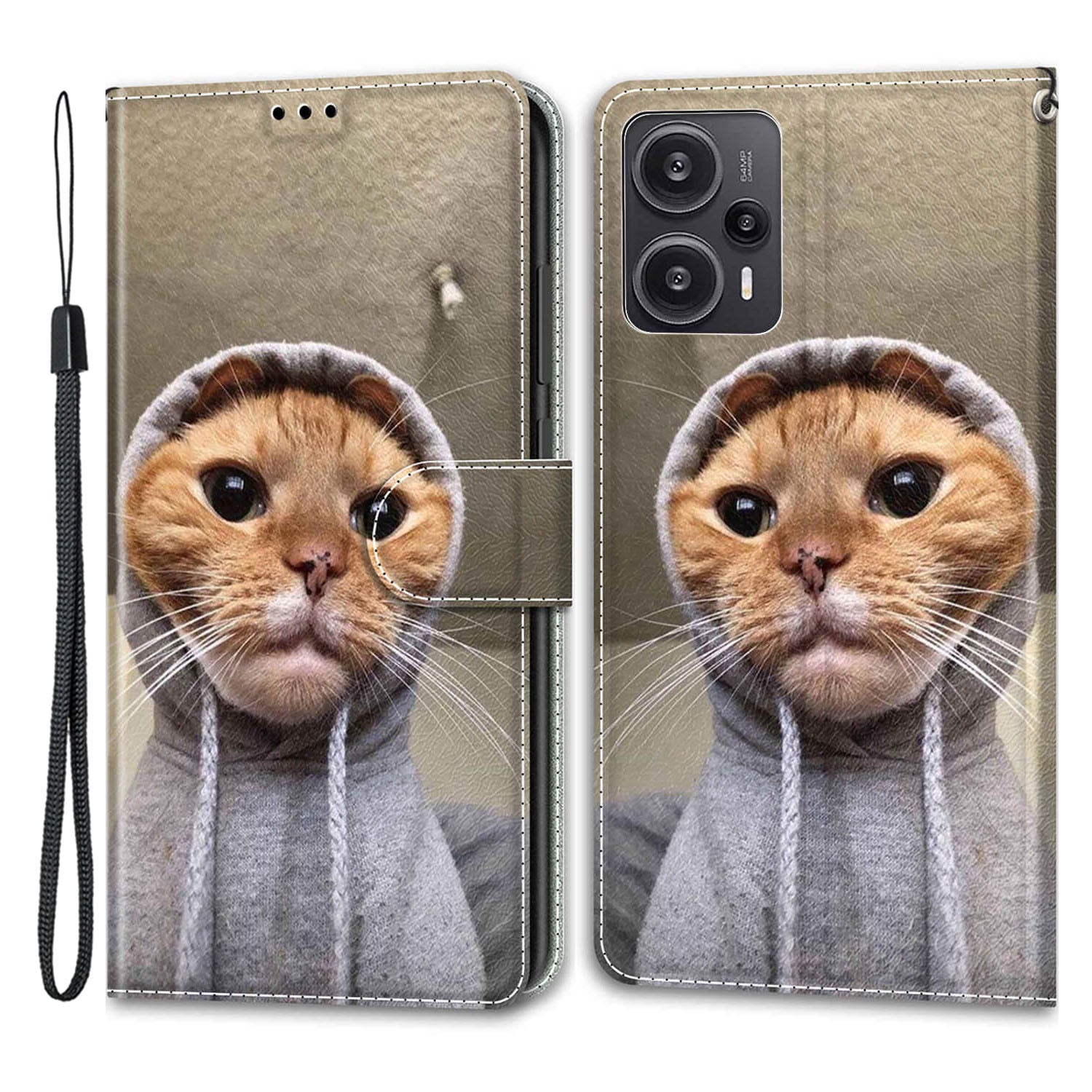 PU Leather Flip Cover for Xiaomi Redmi Note 12 Turbo / Poco F5 5G ,  Pattern Printed Card Holder Stand Phone Case
