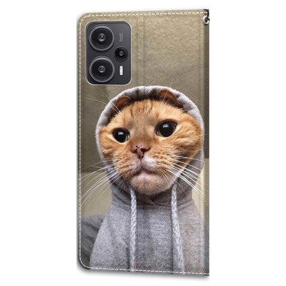 PU Leather Flip Cover for Xiaomi Redmi Note 12 Turbo / Poco F5 5G ,  Pattern Printed Card Holder Stand Phone Case