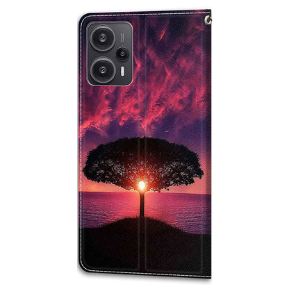 PU Leather Flip Cover for Xiaomi Redmi Note 12 Turbo / Poco F5 5G ,  Pattern Printed Card Holder Stand Phone Case