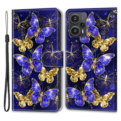 PU Leather Flip Cover for Xiaomi Redmi Note 12 Turbo / Poco F5 5G ,  Pattern Printed Card Holder Stand Phone Case