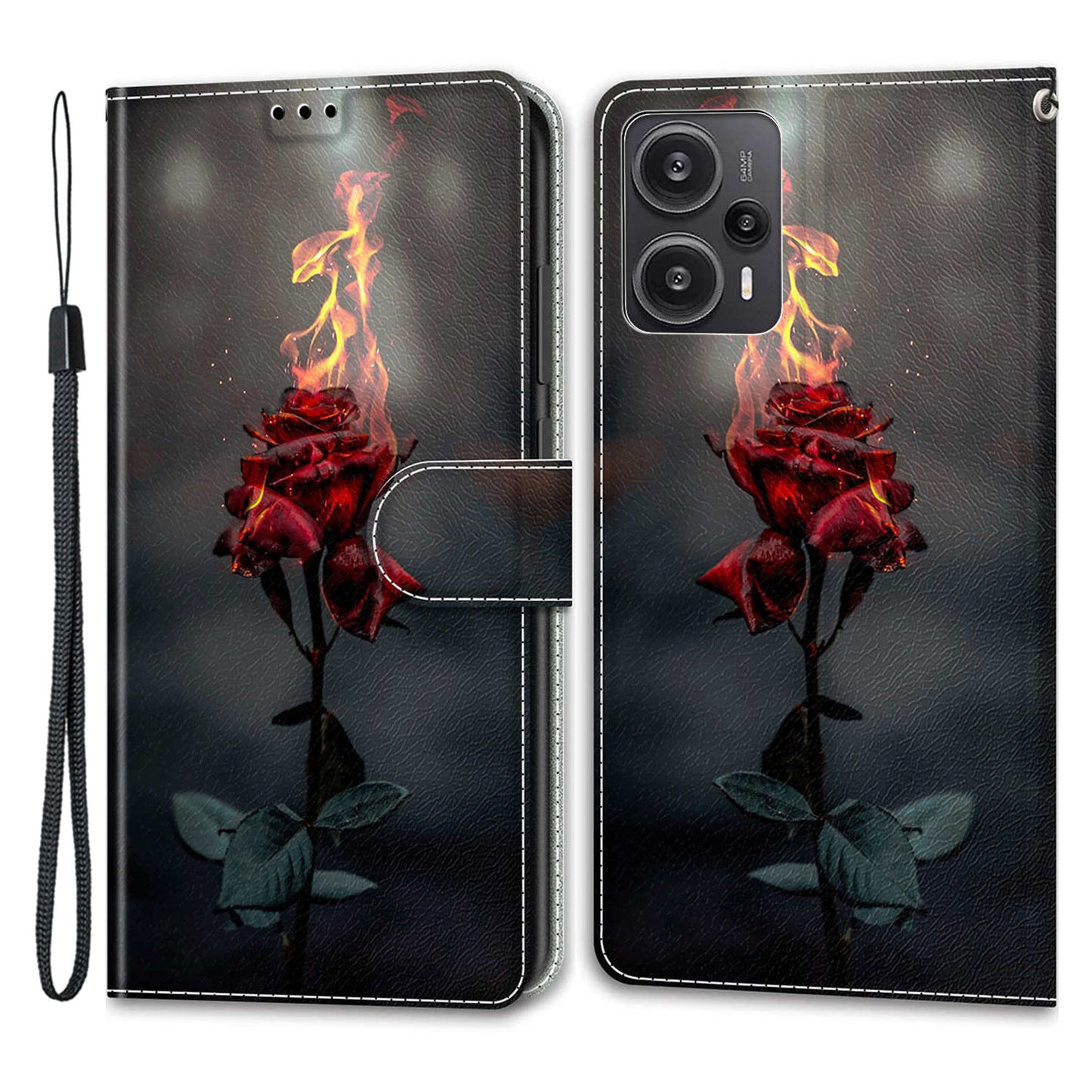 PU Leather Flip Cover for Xiaomi Redmi Note 12 Turbo / Poco F5 5G ,  Pattern Printed Card Holder Stand Phone Case