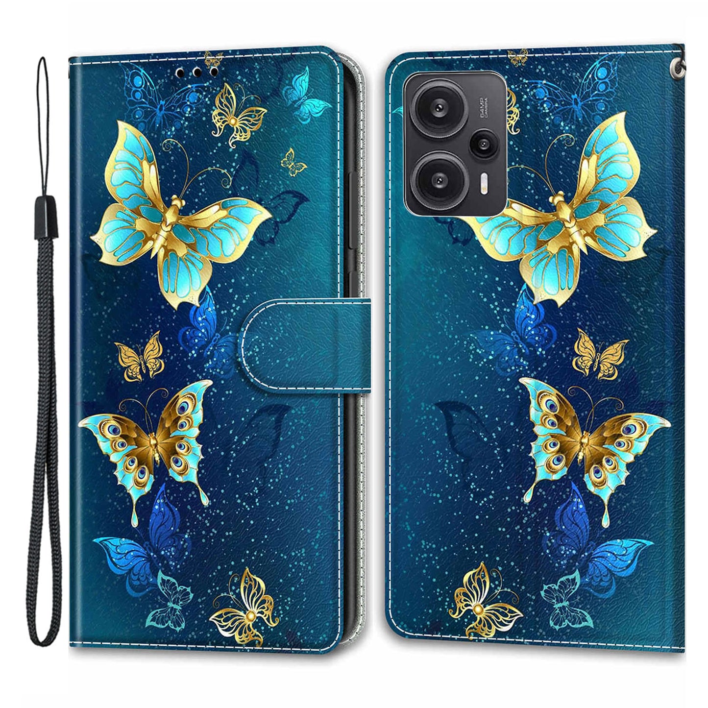 PU Leather Flip Cover for Xiaomi Redmi Note 12 Turbo / Poco F5 5G ,  Pattern Printed Card Holder Stand Phone Case