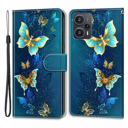 PU Leather Flip Cover for Xiaomi Redmi Note 12 Turbo / Poco F5 5G ,  Pattern Printed Card Holder Stand Phone Case
