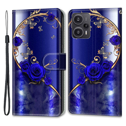PU Leather Flip Cover for Xiaomi Redmi Note 12 Turbo / Poco F5 5G ,  Pattern Printed Card Holder Stand Phone Case