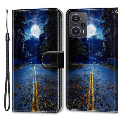 PU Leather Flip Cover for Xiaomi Redmi Note 12 Turbo / Poco F5 5G ,  Pattern Printed Card Holder Stand Phone Case