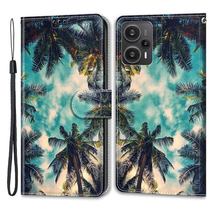 PU Leather Flip Cover for Xiaomi Redmi Note 12 Turbo / Poco F5 5G ,  Pattern Printed Card Holder Stand Phone Case