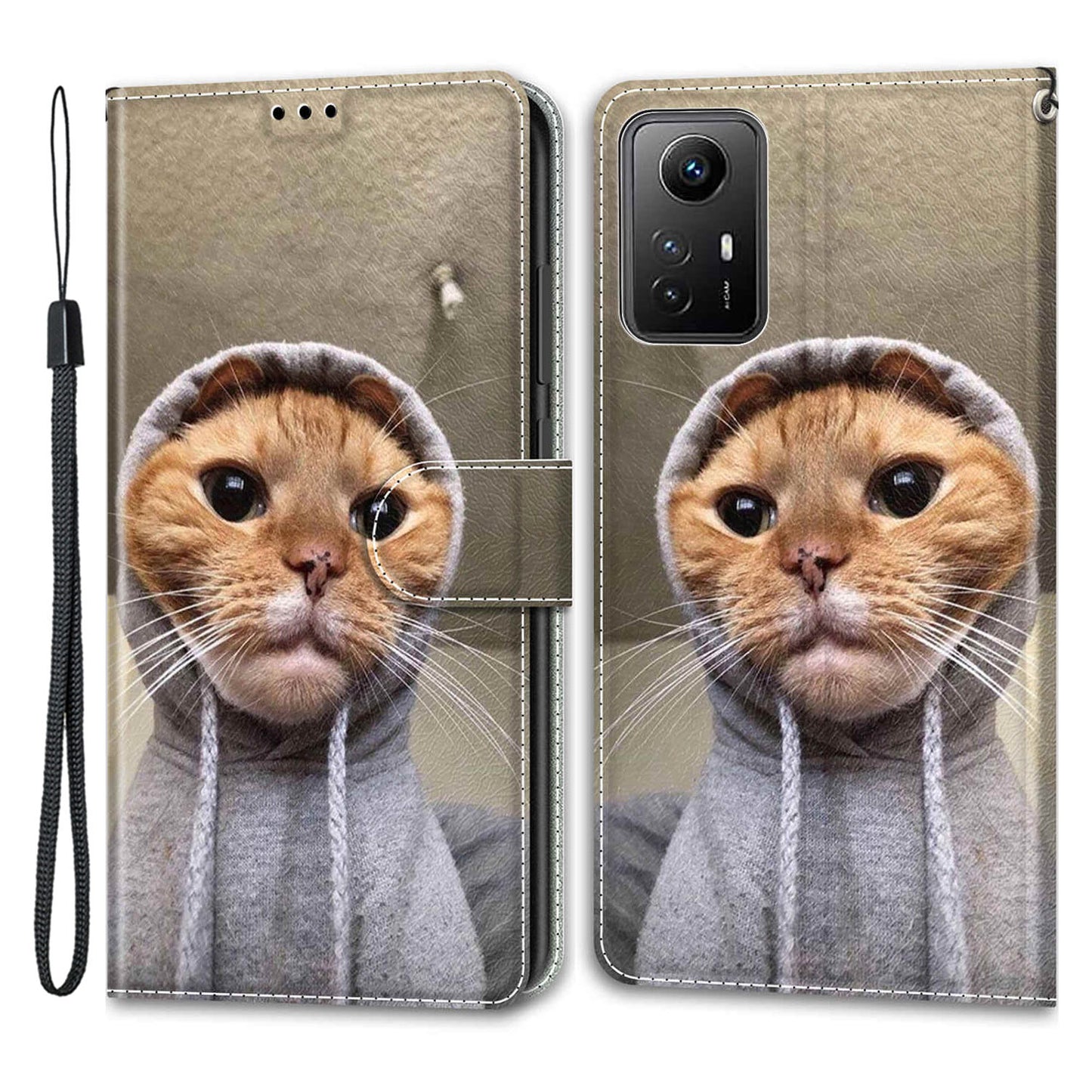 For Xiaomi Redmi Note 12S 4G Pattern Printed PU Leather Cover Card Holder Stand Magnetic Phone Case with Strap