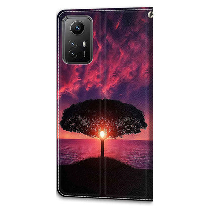 For Xiaomi Redmi Note 12S 4G Pattern Printed PU Leather Cover Card Holder Stand Magnetic Phone Case with Strap
