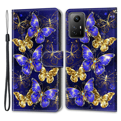 For Xiaomi Redmi Note 12S 4G Pattern Printed PU Leather Cover Card Holder Stand Magnetic Phone Case with Strap