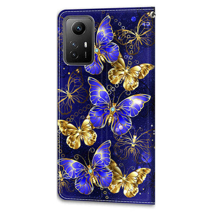 For Xiaomi Redmi Note 12S 4G Pattern Printed PU Leather Cover Card Holder Stand Magnetic Phone Case with Strap