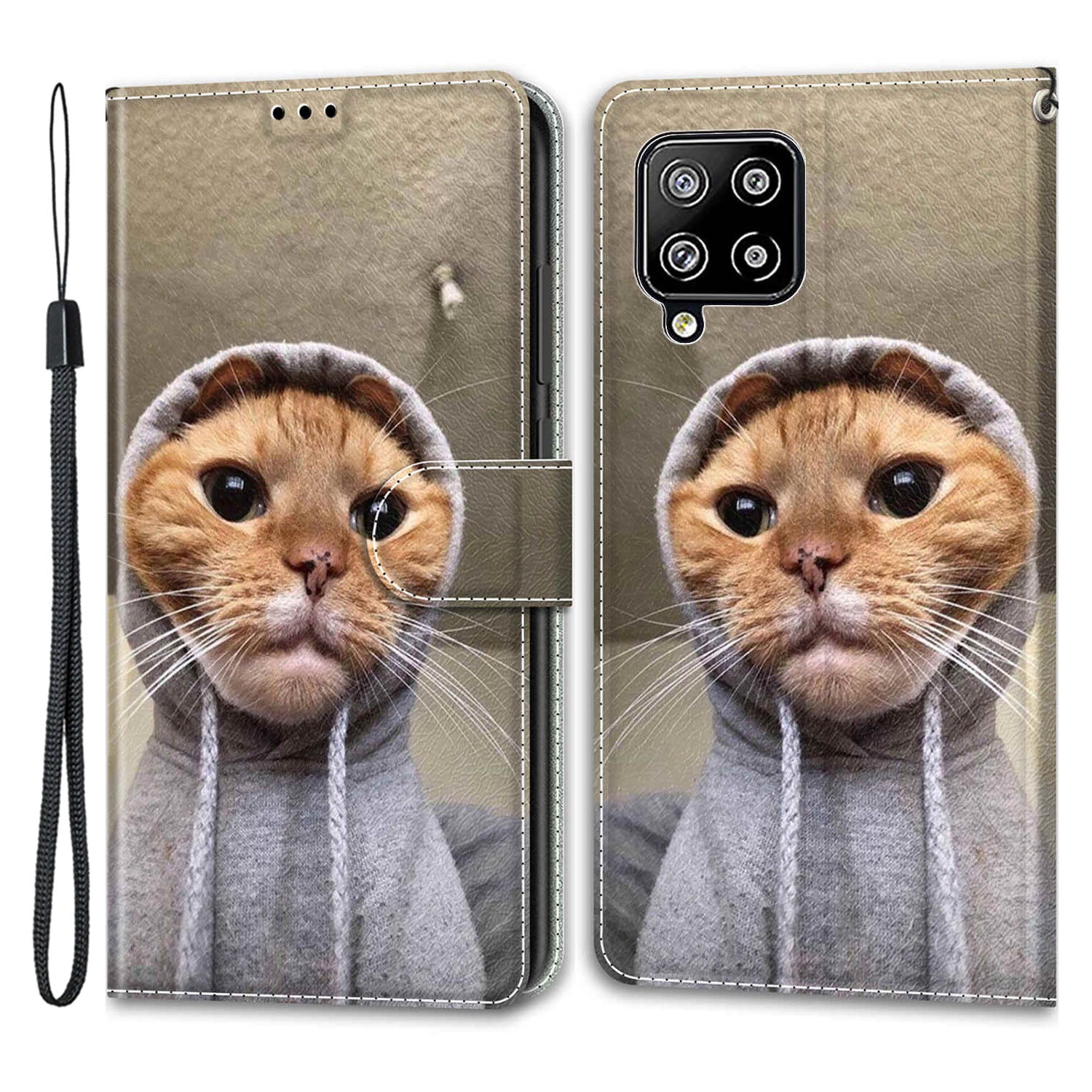 For Samsung Galaxy A42 5G PU Leather Card Holder Case Pattern Printed Stand Phone Cover with Strap