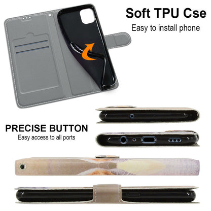 For Samsung Galaxy A42 5G PU Leather Card Holder Case Pattern Printed Stand Phone Cover with Strap