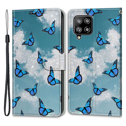 For Samsung Galaxy A42 5G PU Leather Card Holder Case Pattern Printed Stand Phone Cover with Strap