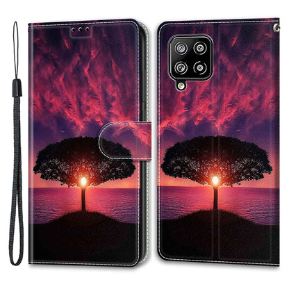 For Samsung Galaxy A42 5G PU Leather Card Holder Case Pattern Printed Stand Phone Cover with Strap