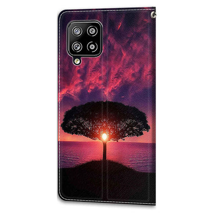 For Samsung Galaxy A42 5G PU Leather Card Holder Case Pattern Printed Stand Phone Cover with Strap