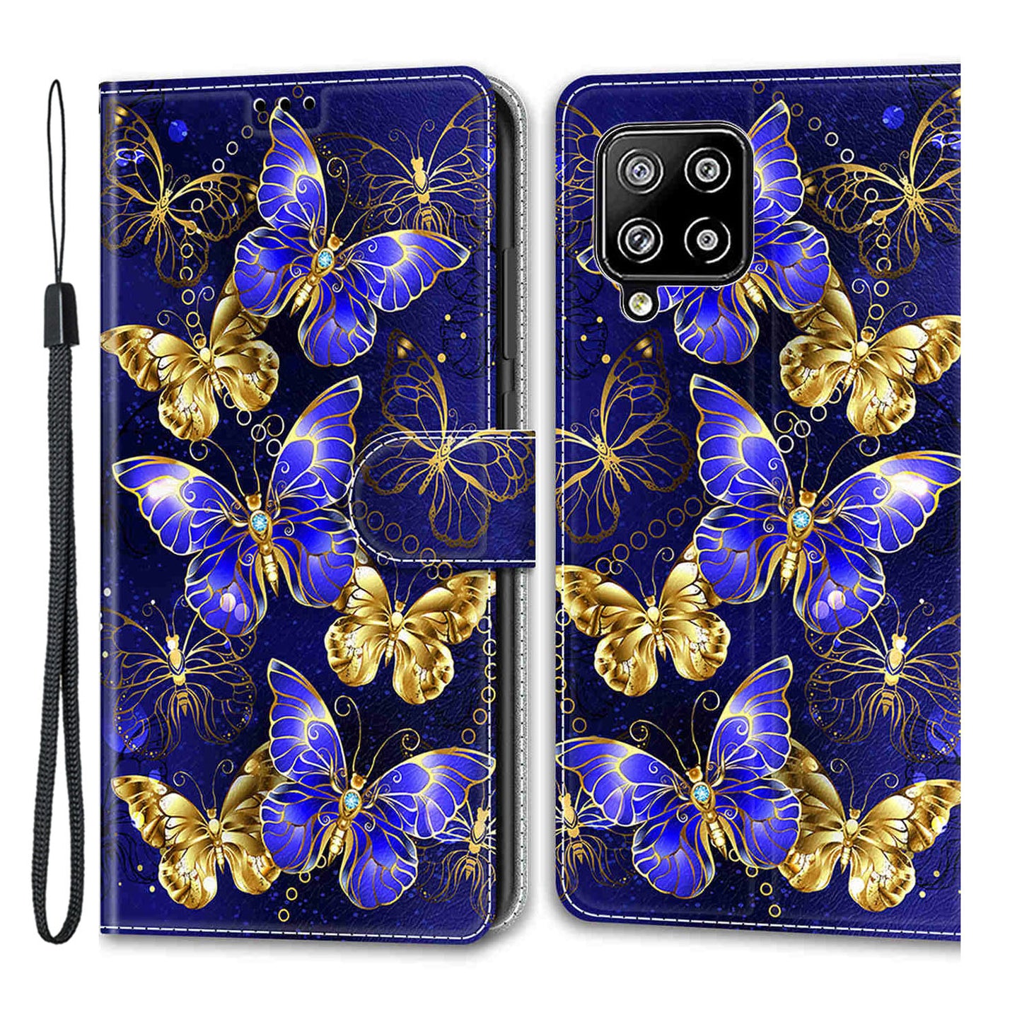 For Samsung Galaxy A42 5G PU Leather Card Holder Case Pattern Printed Stand Phone Cover with Strap