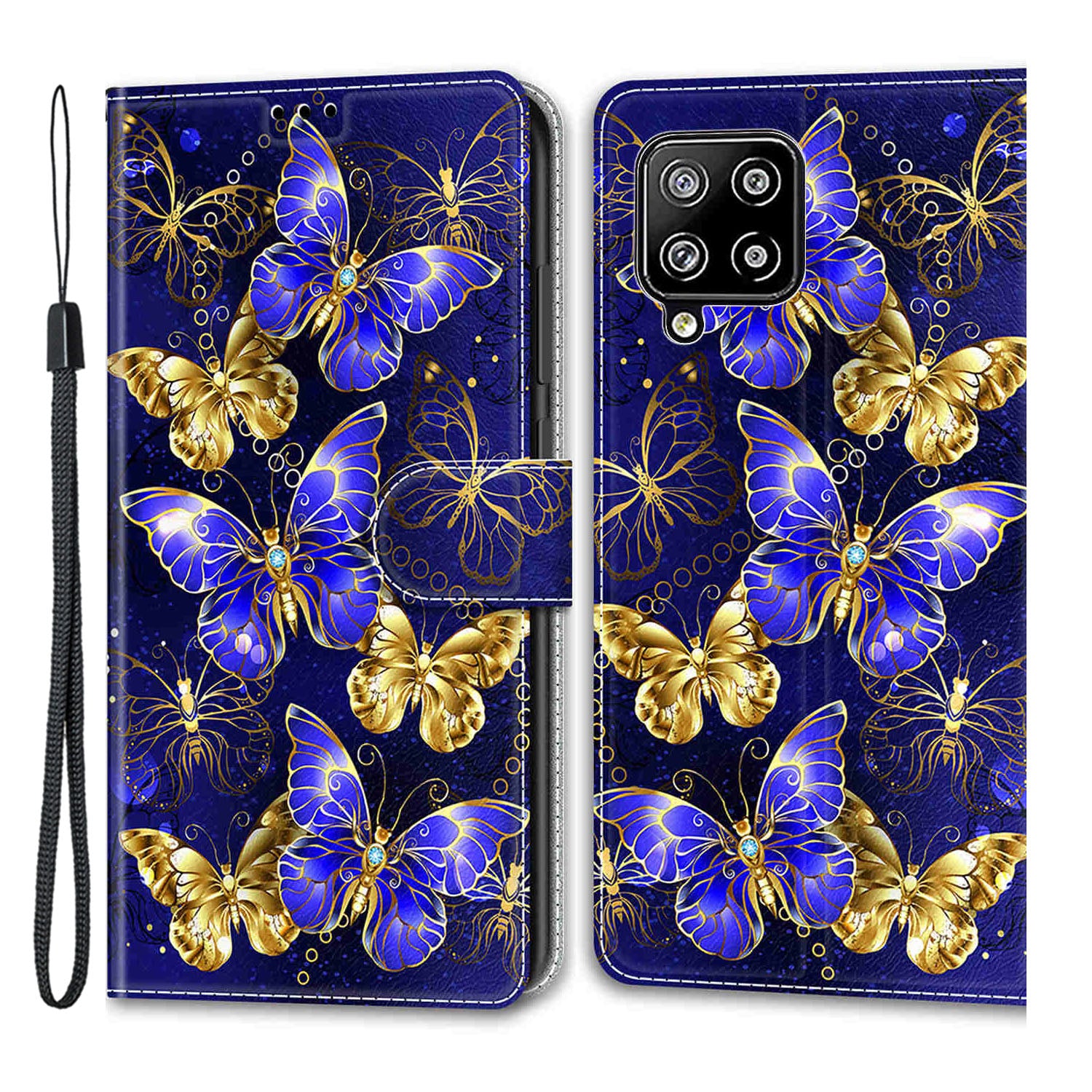 For Samsung Galaxy A42 5G PU Leather Card Holder Case Pattern Printed Stand Phone Cover with Strap