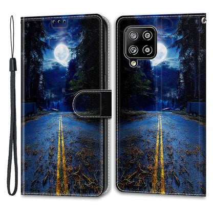 For Samsung Galaxy A42 5G PU Leather Card Holder Case Pattern Printed Stand Phone Cover with Strap