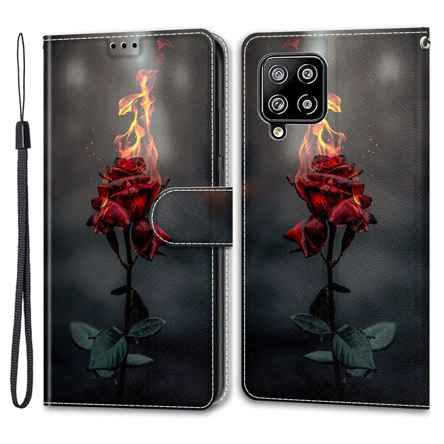 For Samsung Galaxy A42 5G PU Leather Card Holder Case Pattern Printed Stand Phone Cover with Strap