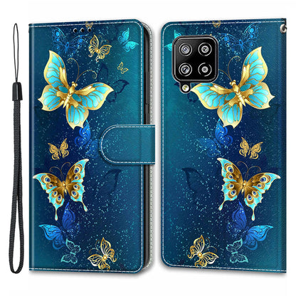 For Samsung Galaxy A42 5G PU Leather Card Holder Case Pattern Printed Stand Phone Cover with Strap