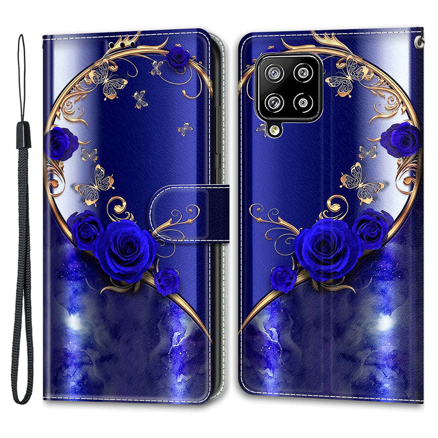 For Samsung Galaxy A42 5G PU Leather Card Holder Case Pattern Printed Stand Phone Cover with Strap