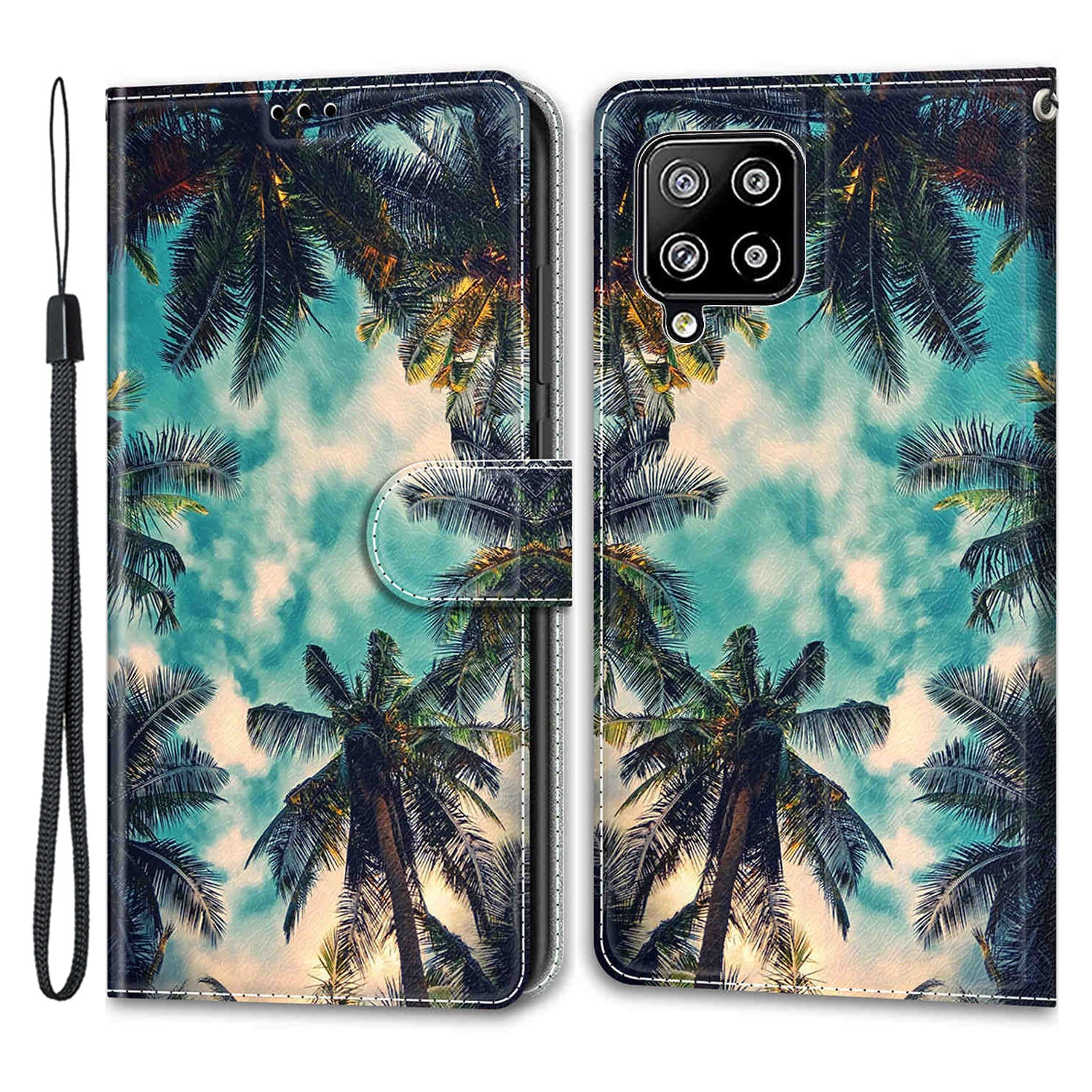 For Samsung Galaxy A42 5G PU Leather Card Holder Case Pattern Printed Stand Phone Cover with Strap