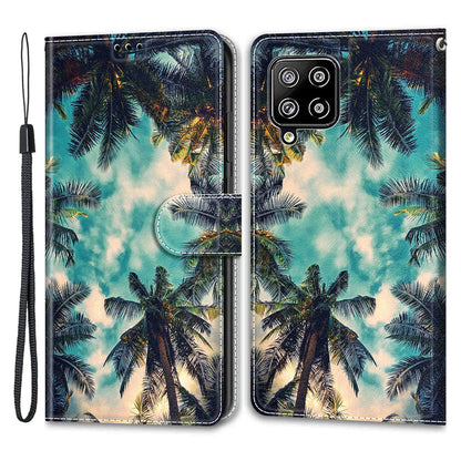 For Samsung Galaxy A42 5G PU Leather Card Holder Case Pattern Printed Stand Phone Cover with Strap