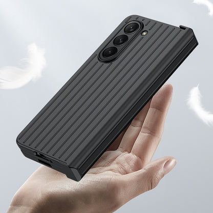 For Samsung Galaxy Z Fold 5G Phone Case Anti-Drop Hard PC Case Striped Design Shockproof Phone Cover