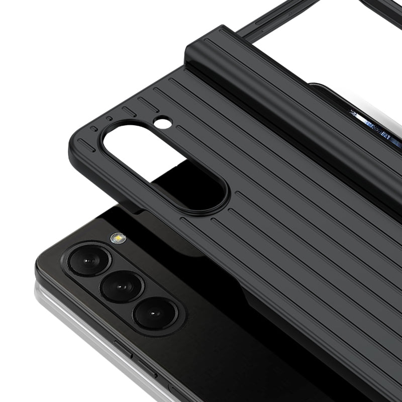 For Samsung Galaxy Z Fold 5G Phone Case Anti-Drop Hard PC Case Striped Design Shockproof Phone Cover