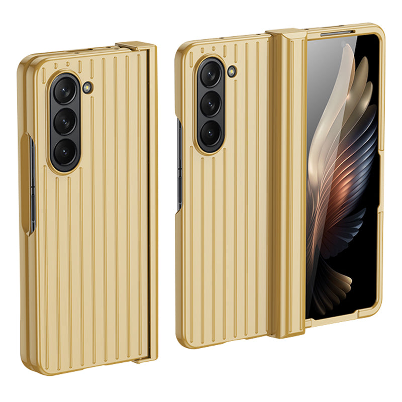 For Samsung Galaxy Z Fold 5G Phone Case Anti-Drop Hard PC Case Striped Design Shockproof Phone Cover