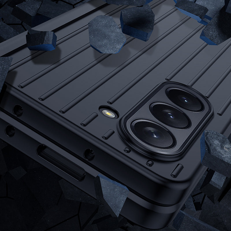 For Samsung Galaxy Z Fold 5G Phone Case Anti-Drop Hard PC Case Striped Design Shockproof Phone Cover