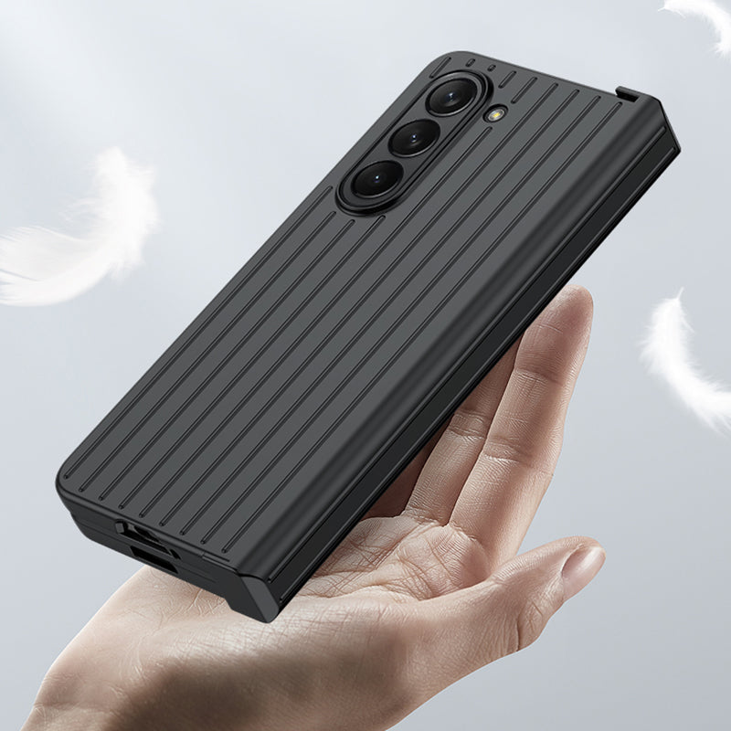 For Samsung Galaxy Z Fold 5G Phone Case Anti-Drop Hard PC Case Striped Design Shockproof Phone Cover