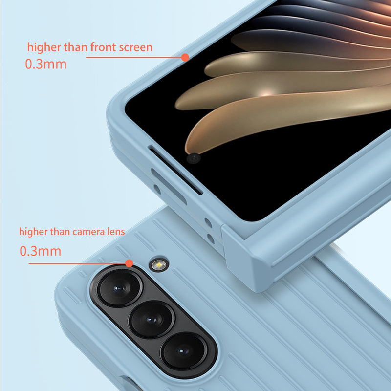 For Samsung Galaxy Z Fold 5G Phone Case Anti-Drop Hard PC Case Striped Design Shockproof Phone Cover