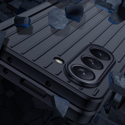 For Samsung Galaxy Z Fold 5G Phone Case Anti-Drop Hard PC Case Striped Design Shockproof Phone Cover